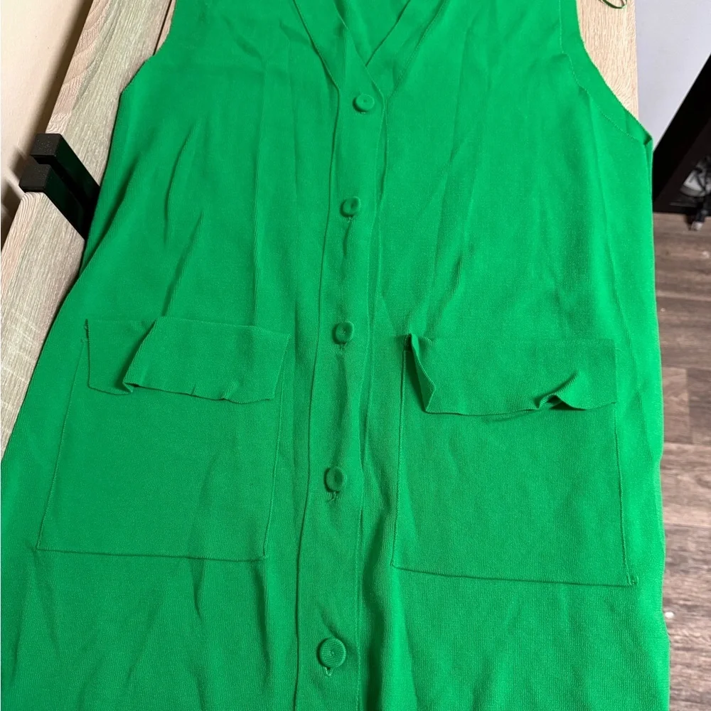 Zara Bright Green Button-Down Mini Dress - Picture 2 of 4